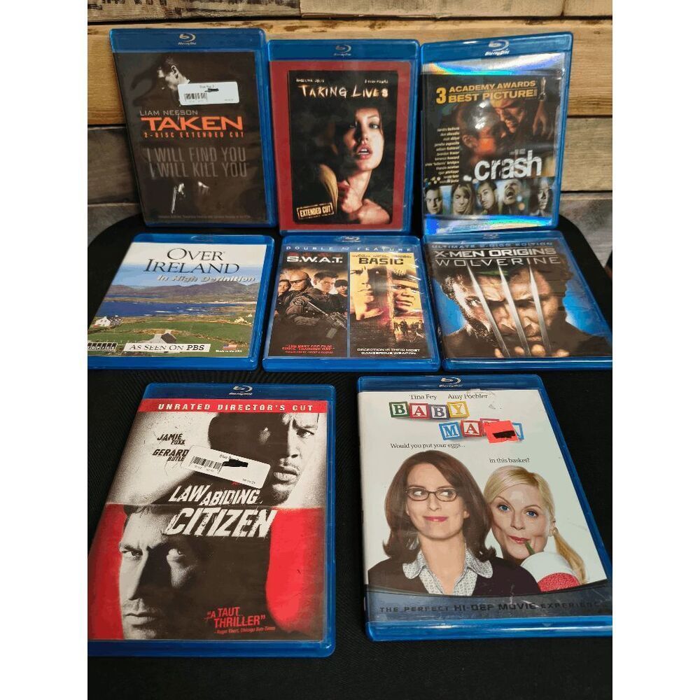 Lot of 8 BluRay - Taken, X-Men, Taking Lives, Law Abiding Citizen, Crash, & More